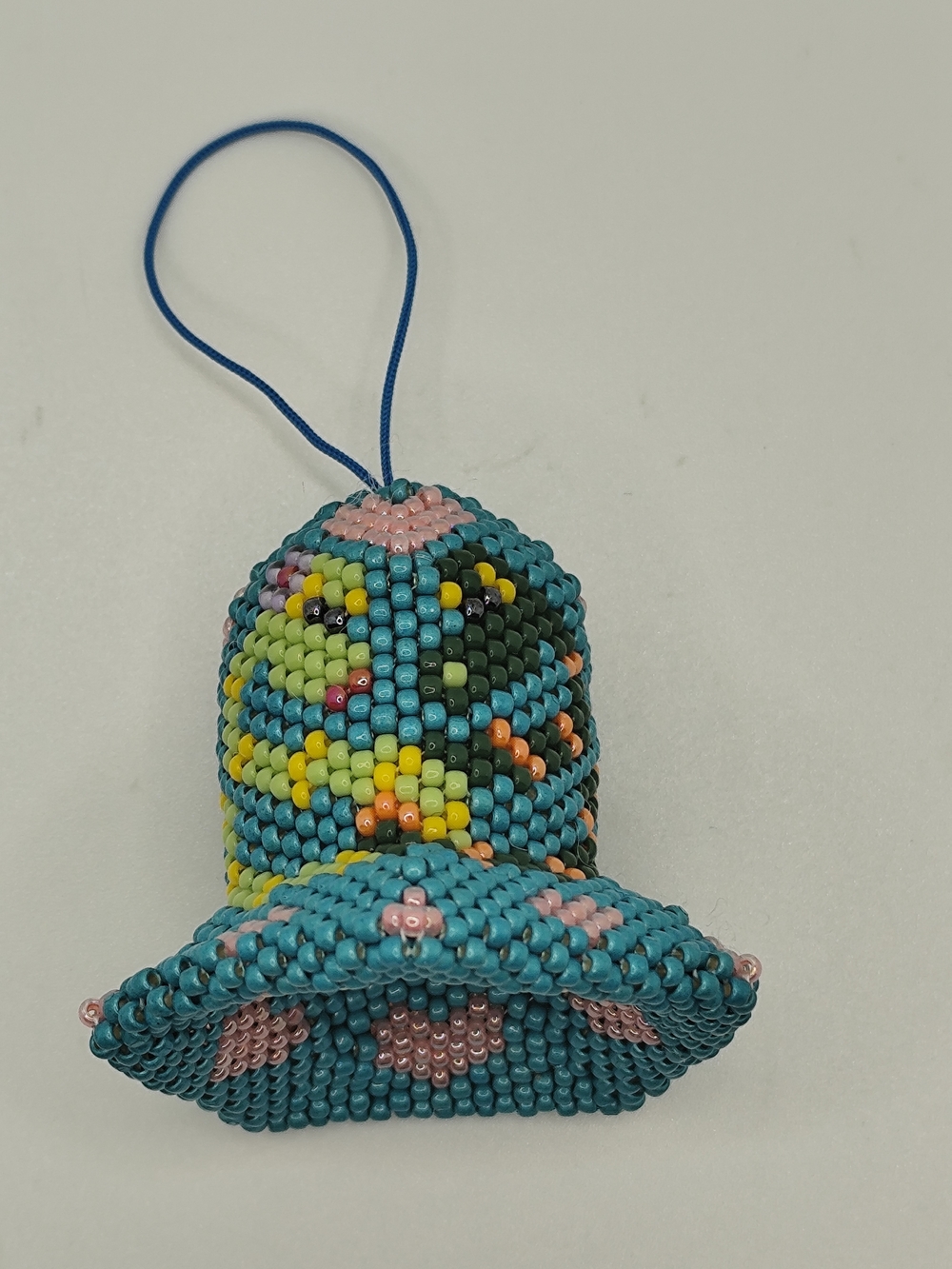 Handmade Beaded Teal Bird Toy Ornament